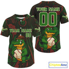 Custom Red And Green Crocodile Funny Baseball Shirt Baseball Tournament Jerseys