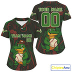 Custom Red And Green Crocodile Funny Baseball Shirt Baseball Tournament Jerseys