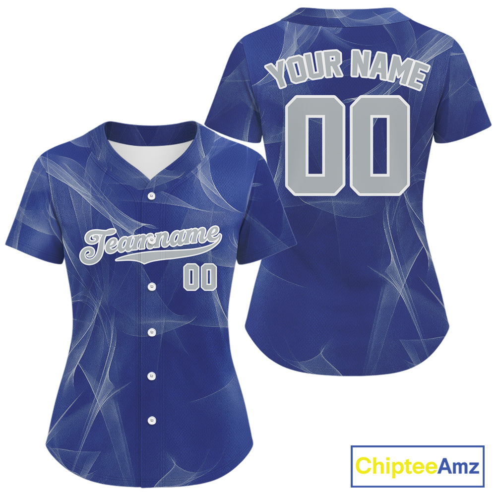 Custom Blue And Grey Smoke Baseball Shirt Outfits Baseball Team Jerseys