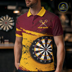 Tiger Splatter Darts Polo 1/4 Zip Shirt Custom Maroon & Yellow Darts Jersey Darts Team Gift