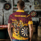 Tiger Splatter Darts Polo 1/4 Zip Shirt Custom Maroon & Yellow Darts Jersey Darts Team Gift