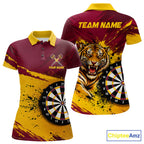 Tiger Splatter Darts Polo 1/4 Zip Shirt Custom Maroon & Yellow Darts Jersey Darts Team Gift