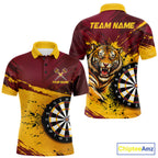 Tiger Splatter Darts Polo 1/4 Zip Shirt Custom Maroon & Yellow Darts Jersey Darts Team Gift
