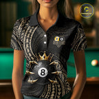 Tribal Pattern Billiard Shirts Custom Skull Crown 8 Ball And 9 Ball Billiard Team Jersey