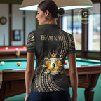 Tribal Pattern Billiard Shirts Custom Skull Crown 8 Ball And 9 Ball Billiard Team Jersey