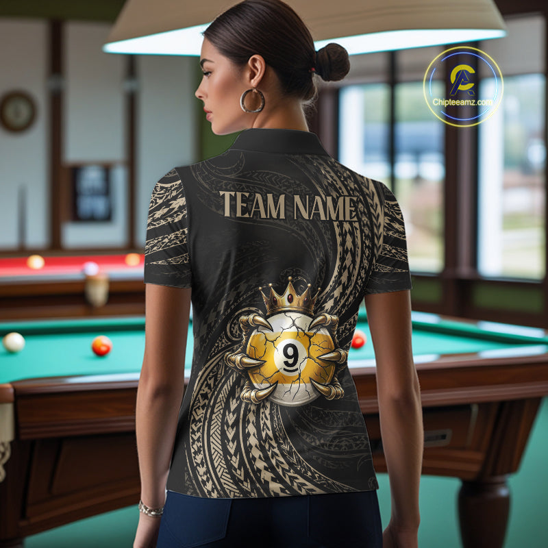 Tribal Pattern Billiard Shirts Custom Skull Crown 8 Ball And 9 Ball Billiard Team Jersey
