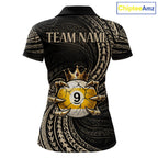 Tribal Pattern Billiard Shirts Custom Skull Crown 8 Ball And 9 Ball Billiard Team Jersey