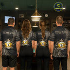 Tribal Pattern Billiard Shirts Custom Skull Crown 8 Ball And 9 Ball Billiard Team Jersey