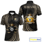 Tribal Pattern Billiard Shirts Custom Skull Crown 8 Ball And 9 Ball Billiard Team Jersey