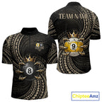 Tribal Pattern Billiard Shirts Custom Skull Crown 8 Ball And 9 Ball Billiard Team Jersey