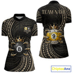Tribal Pattern Billiard Shirts Custom Skull Crown 8 Ball And 9 Ball Billiard Team Jersey