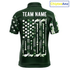 Custom American Flag Green Shamrock Golf Polo Shirt St Patrick Golf Team Shirt
