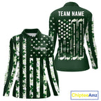 Custom American Flag Green Shamrock Golf Polo Shirt St Patrick Golf Team Shirt