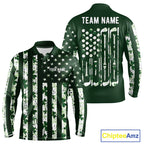 Custom American Flag Green Shamrock Golf Polo Shirt St Patrick Golf Team Shirt