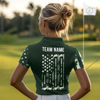 Custom American Flag Green Shamrock Golf Polo Shirt St Patrick Golf Team Shirt