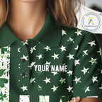 Custom American Flag Green Shamrock Golf Polo Shirt St Patrick Golf Team Shirt