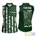 Custom American Flag Green Shamrock Golf Sleeveless Polo Shirt St Patrick Golf Team Shirt