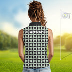 Custom Black & Green Argyle Pattern Shamrock Golf Sleeveless Polo Shirt St Patrick Golf Team Shirt
