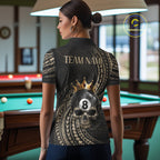 Beige Tribal Skull Pool Billiard Shirts Custom Skull Crown 8 Ball Billiard Team Jersey