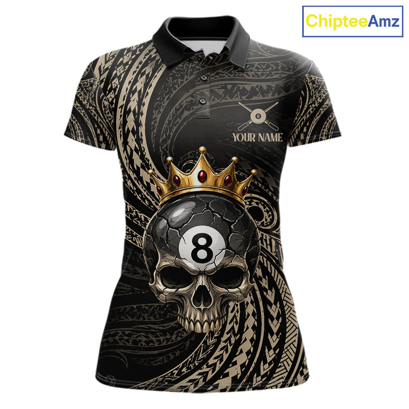 Beige Tribal Skull Pool Billiard Shirts Custom Skull Crown 8 Ball Billiard Team Jersey