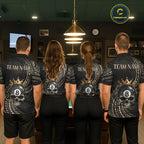Beige Tribal Skull Pool Billiard Shirts Custom Skull Crown 8 Ball Billiard Team Jersey