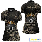 Beige Tribal Skull Pool Billiard Shirts Custom Skull Crown 8 Ball Billiard Team Jersey