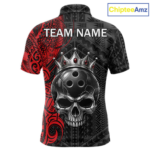 Black And Red Tribal Skull Bowling Ball Shirts Custom Crown Skull Bowling Team Jersey