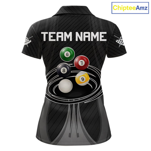 8-Ball & 9-Ball Pool Billiard Polo & 1/4-Zip Shirt Custom Black Pool Billiard Team Attire