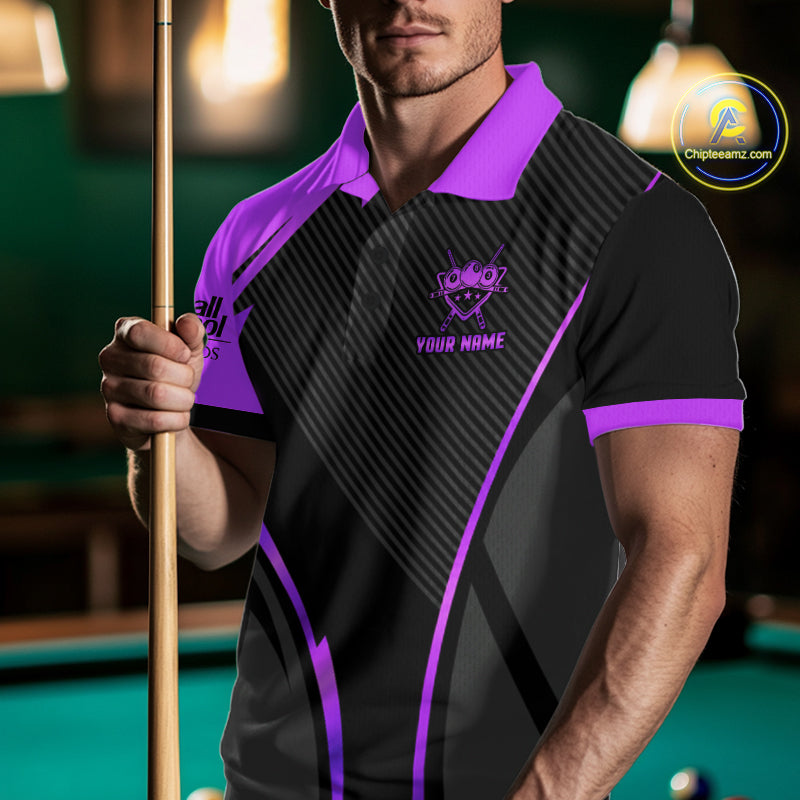 Black And Purple Human Play Pool 8 Ball 's Billiard Shirt Custom Billiard Team League Attire
