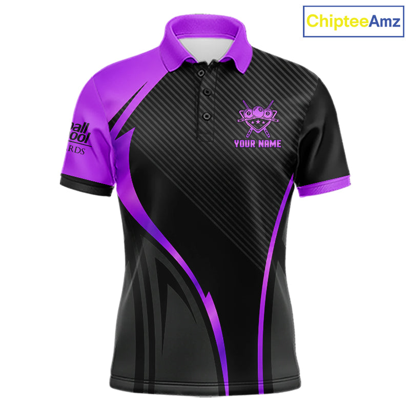 Black And Purple Human Play Pool 8 Ball 's Billiard Shirt Custom Billiard Team League Attire