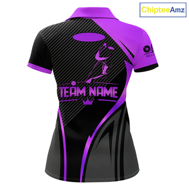 Black And Purple Human Play Pool 8 Ball Billiard Shirt Custom Billiard Team League Attire