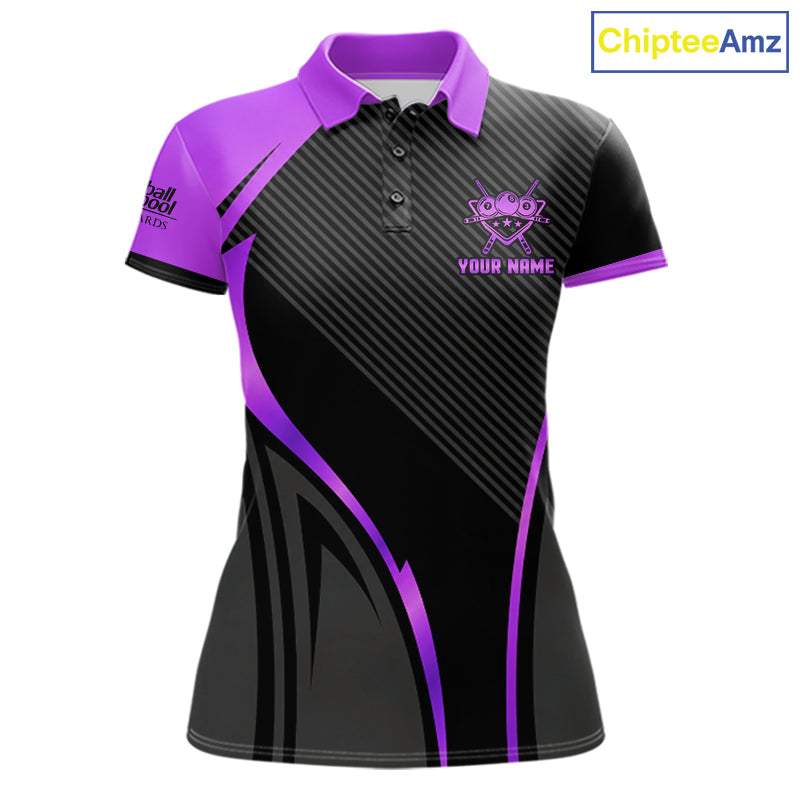 Black And Purple Human Play Pool 8 Ball Billiard Shirt Custom Billiard Team League Attire
