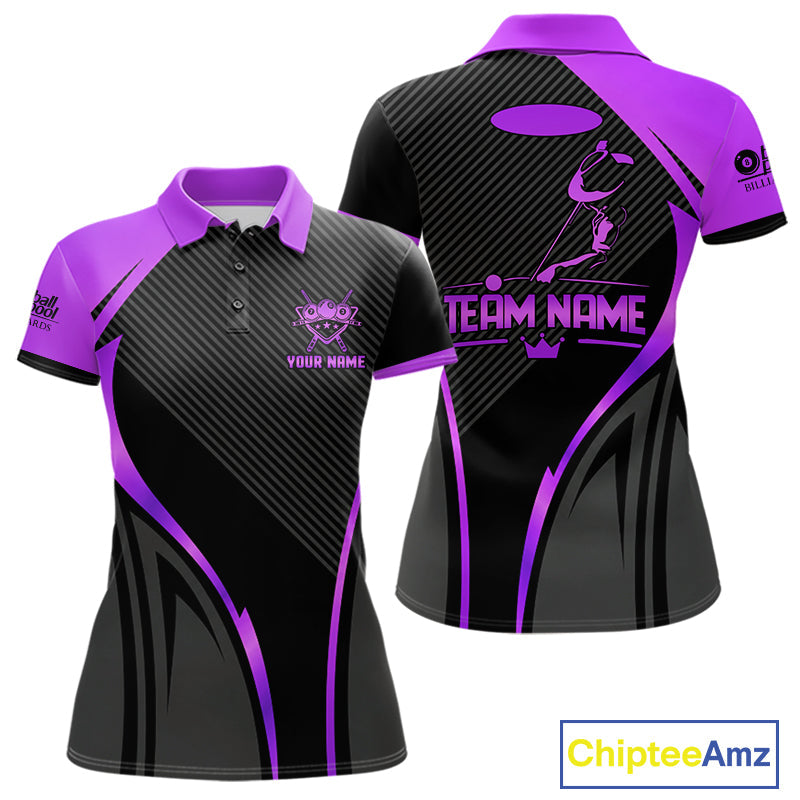 Black And Purple Human Play Pool 8 Ball Billiard Shirt Custom Billiard Team League Attire