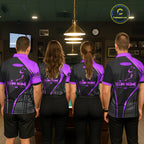 Black And Purple Human Play Pool 8 Ball 's Billiard Shirt Custom Billiard Team League Attire