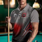 Personalized Grey And Red Splatter 8 Ball Pool Billiard Shirt Custom Billiard Team Jersey