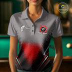 Personalized Grey And Red Splatter 8 Ball Pool Billiard Shirt Custom Billiard Team Jersey