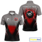 Personalized Grey And Red Splatter 8 Ball Pool Billiard Shirt Custom Billiard Team Jersey