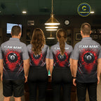 Personalized Grey And Red Splatter 8 Ball Pool Billiard Shirt Custom Billiard Team Jersey