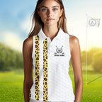 Golden Retriever Golf Shirt Custom Yellow Leopard Pattern Funny Splatter Golf Polos