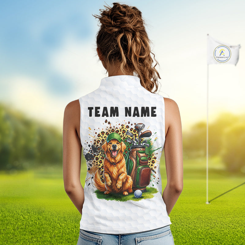 Golden Retriever Golf Shirt Custom Yellow Leopard Pattern Funny Splatter Golf Polos