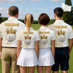 Crown Golf Ball Golf Polo Shirts Custom White And Gold Argyle Pattern Golf Team Attire