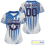 Custom Blue And White Patriotic Baseball Ball Shirt US Flag Baseball Team Jerseys