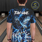 Blue Fierce Eagle Bowling Shirt Personalized Thunder Lightning Bowler Polo 1/4-Zip Jersey