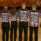 Funny Raccoon Bowling Polo 1/4-Zip Shirt Colorful Splatter Graffiti Bowling Team League