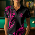 Black & Pink Tribal Pattern Billiard Shirts Custom 8 Ball Billiard Team Shirts