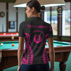 Black & Pink Tribal Pattern Billiard Shirts Custom 8 Ball Billiard Team Shirts