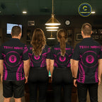 Black & Pink Tribal Pattern Billiard Shirts Custom 8 Ball Billiard Team Shirts