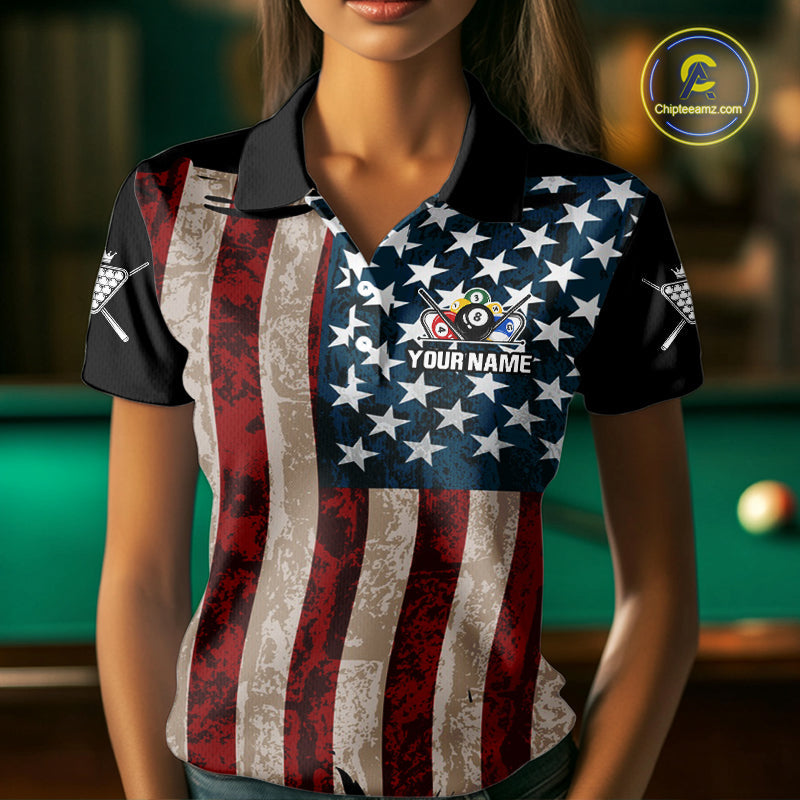 Grunge Dripping Pool 8 Ball Billiard Shirts Custom US Flag Patriotic Billiard Jerseys
