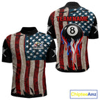 Grunge Dripping Pool 8 Ball Billiard Shirts Custom US Flag Patriotic Billiard Jerseys