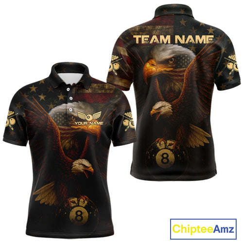 US Flag Eagle Retro Patriotic Billiard Shirts Custom Pool 8 Ball Billiard Jerseys